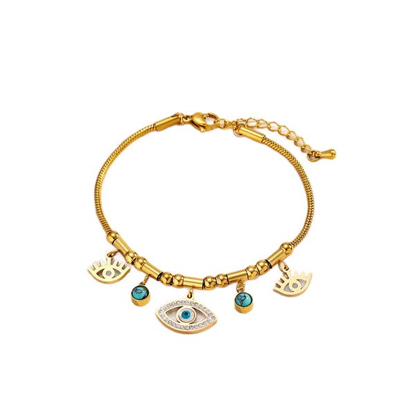 CH217 Gold Devil's Eye Stainless Steel Bracelet