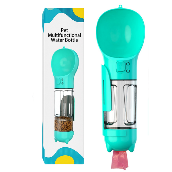 Topikapets - 4-in-1 Dog Water Bottle with Food Bowl &amp; Poop Shovel