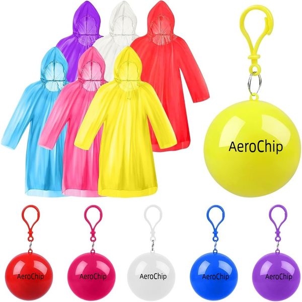6 Disposable Emergency Rain Ponchos,Waterproof Raincoat In Keychain Ball