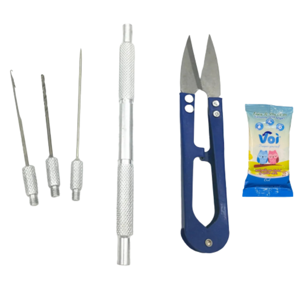 Boilie Bait Combo Needle Set With Scissors and Fishing Wipes
