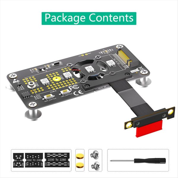 3 In 1 M 2( Ngff) Nvme M-Key Ssd To Pcie 1X Extension Cable(10Cm)