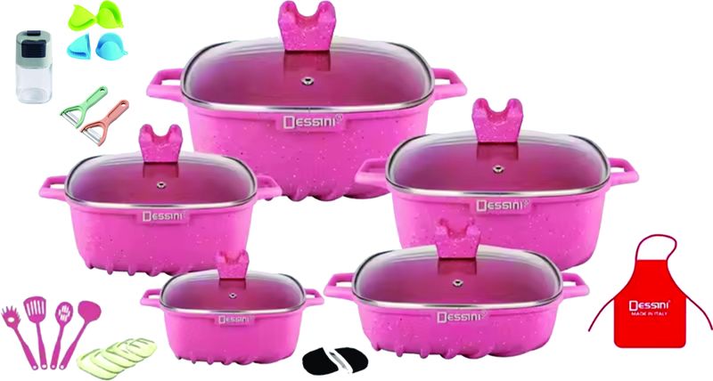 Non-Stick Aluminium Granite Multi layer User-Friendly Cookware Pot - 10 Piece