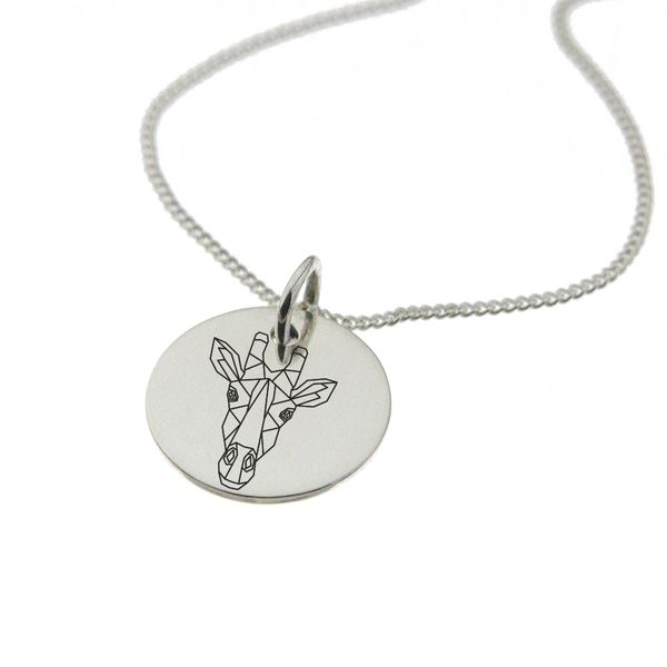 Geometric Giraffe Sterling Silver Necklace with Chain