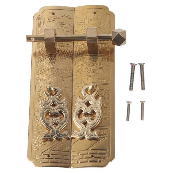 Retro Brass Landscape-Pattern Cabinet Handles for Wardrobes