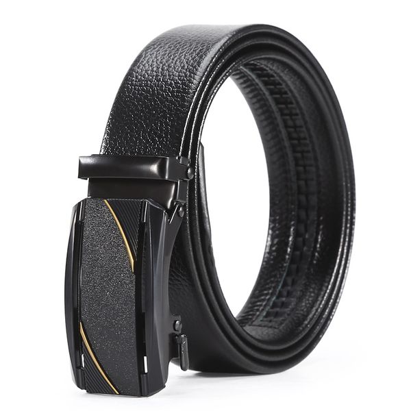 Fashion Automatic Buckle Men Business Casual Belt Holiday Gift Box - Black