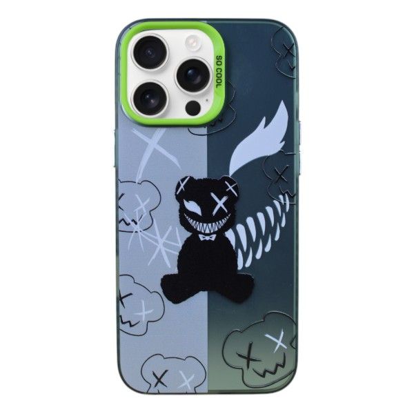 Mischievous Bear Phone Case Compatible With IPH 16 Pro Max - Green