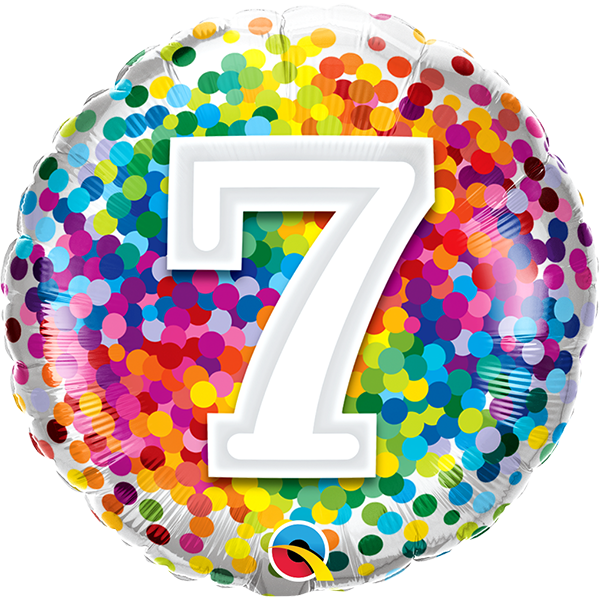 18 Inch Foil Age 7 Rainbow Confetti