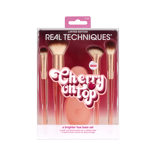 Real Techniques Cherry On Top Base Kit, Makeup Brush 6 Piece Set