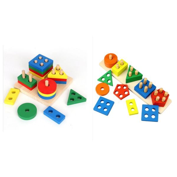 Wooden Educational Shape Sorting Toy Board Pack of 2