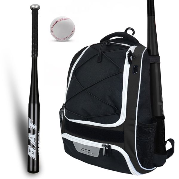 Baseball Bag Youth Bat Bag Baseball Backpack with 9"Baseball and 32"Bats