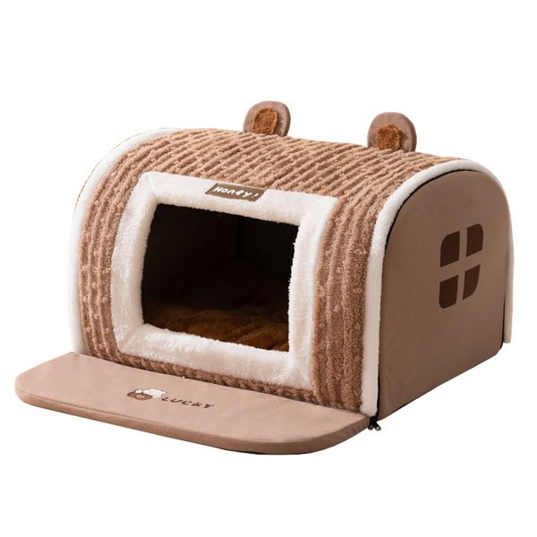 Warm And Cozy Cave Design Plush Cat Pet House
