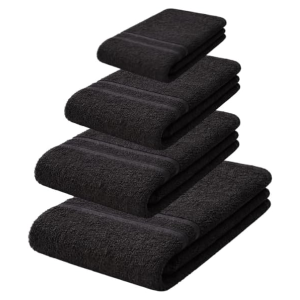 Black Cotton Towel Set 4 Piece [ Face, Guest, Hand, Bath ]