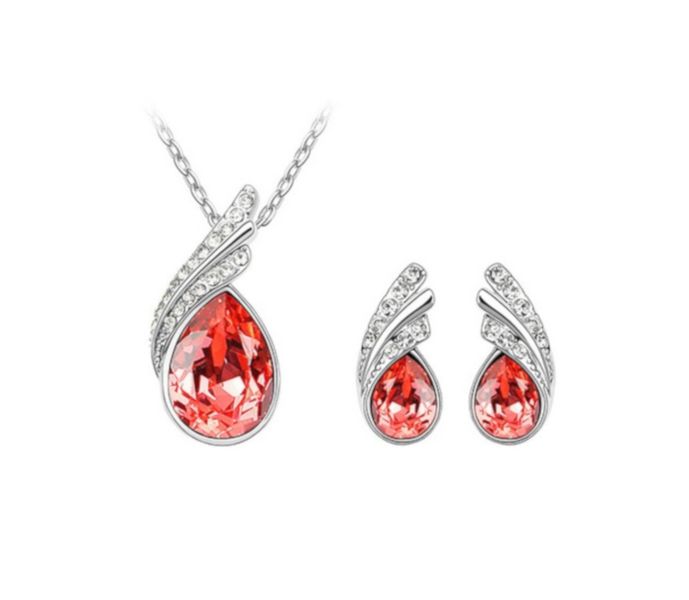 Droplet Necklace and Earring Set with Crystals from Swarovski