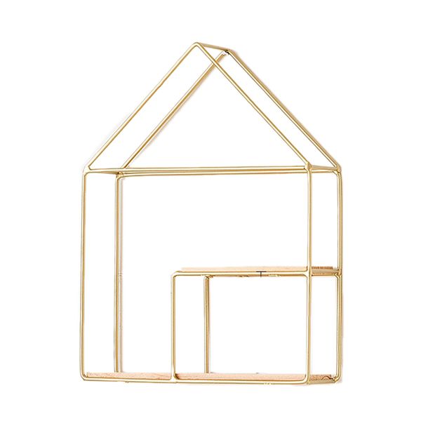 Wall-Mount Artistic Household Shelf Rack Decor Display Triangle 6 - Gold