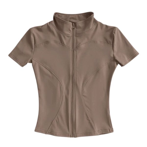 Women's High Elastic Yoga Jacket - Brown