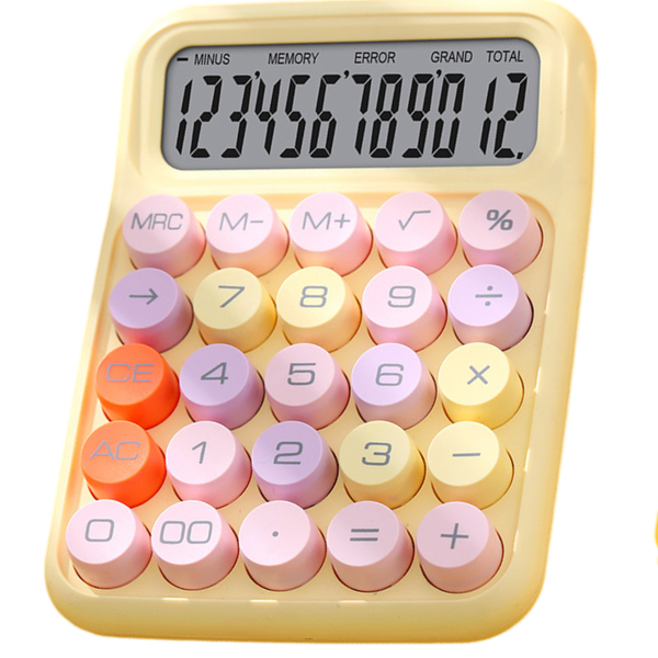 12 Digits Calculator With Large LCD Display, Desktop Display - White Colour