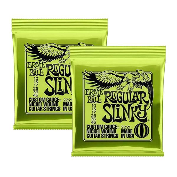 Ernie Ball 2221 Regular Slinky 10-46 Strings -Pack of 2, medium, light feel