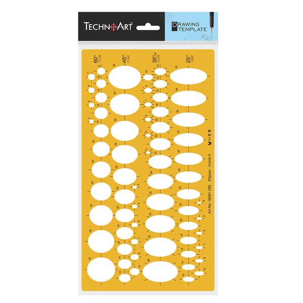 TechnoArt Template Ellipses 25 Deg , 45 Deg , 60 Deg set