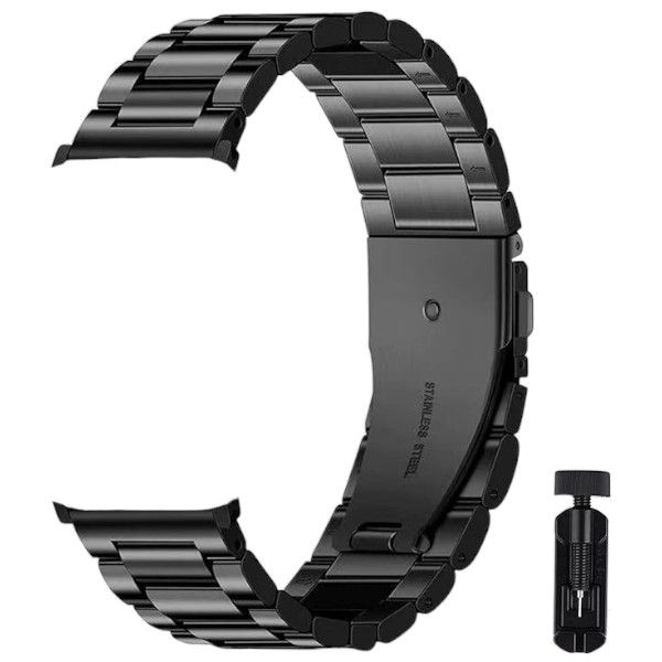 Stainless Steel Apple Watch Strap With Adjustable Links &amp; Face Cover - Gold