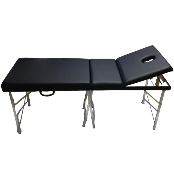 Portable Massage Bed-Wood Frame, Aluminium Legs Vinyl,Face Hole, HeadRest
