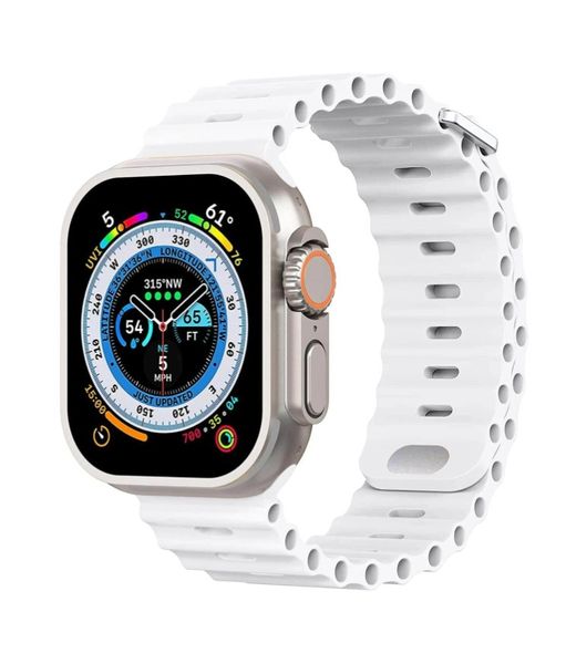 Adjustable Ocean Style Silicone Watch Band For Apple - White