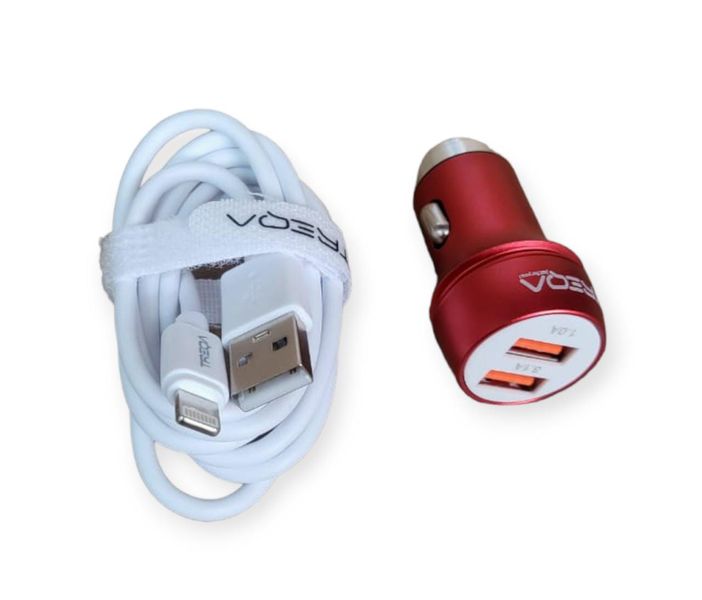 Treqa CS-218-IOS Dual 3.1A USB Smart Car Charger With IOS USB Cable