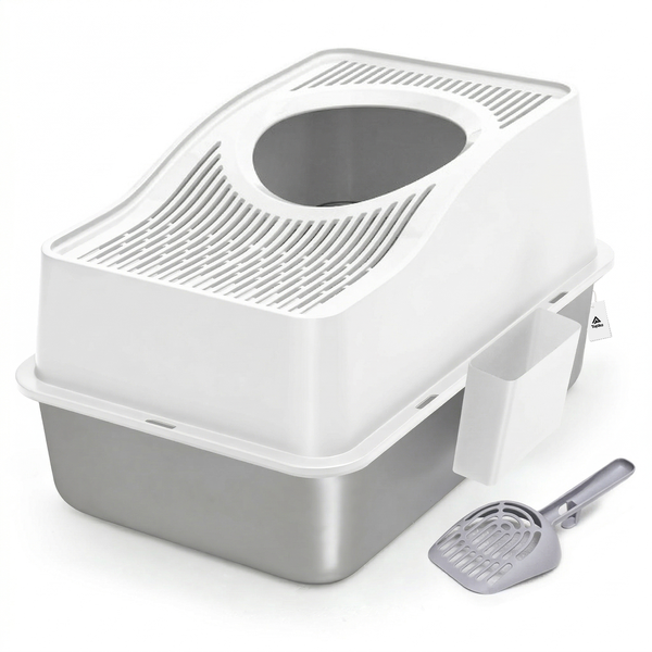Topika Stainless Steel Top Entry Litter Box Metal Cat Litter Box with Lid