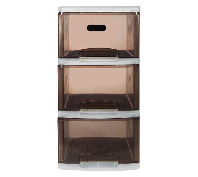 Small 3 Drawer Slimline Storage Unit Clear