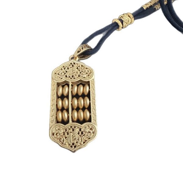 Gold Abacus Rotatable Pendant Gold Plated Retro Chinese Women's Jewelry