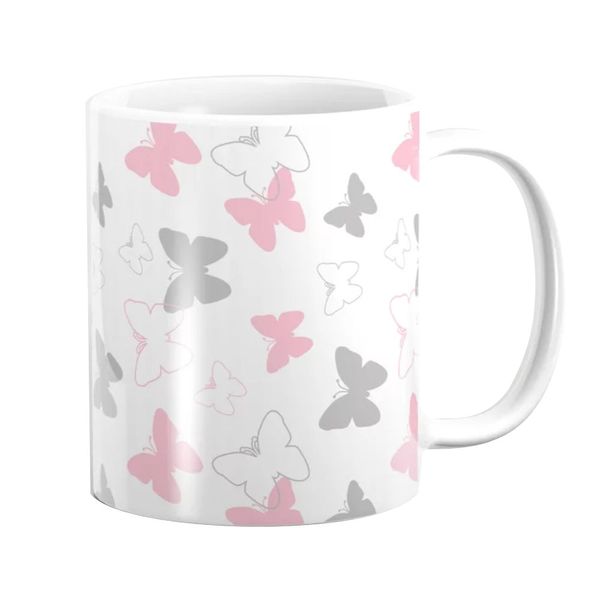 Pappa Joe Mug - Pink &amp; Grey Butterflies