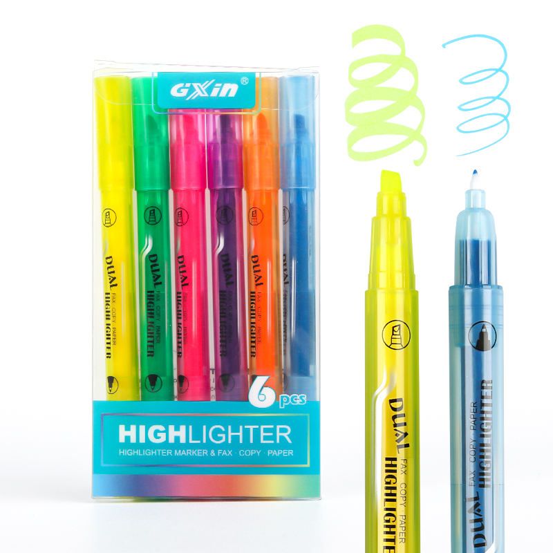 2-IN-1 6 Colour Dual-Tip Fluorescent Highlighter Marker | Shop