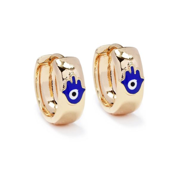 iDesire Gold Hamsa &amp; Evil Eye Hoop Earrings