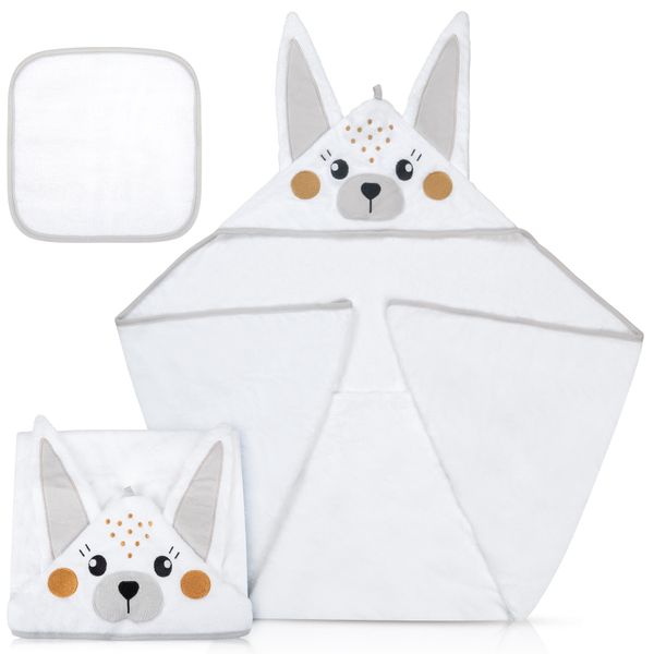 Babeniq Bunny Bamboo Hooded Baby Towel and Washcloth Gift Set Large, Soft