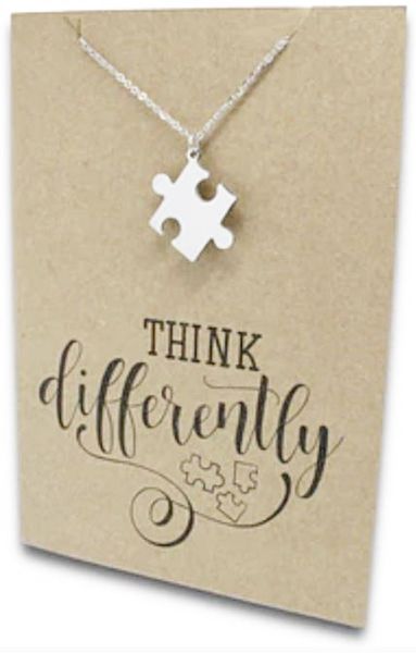 Stainless Steel Necklace On Message Card-Puzzle Think