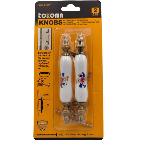 Tokoma 82107 Floral Ceramic Cabinet Knobs (2pcs)
