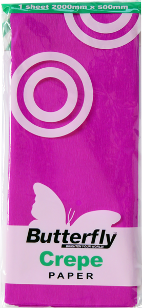 Butterfly Crepe Paper 1 Sheet - Magenta (Pack Of 12)