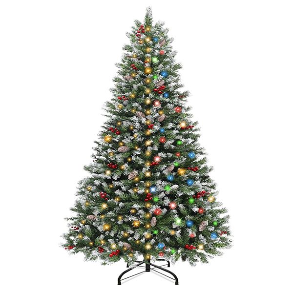 St Charles Snowy Tips Prelit Spruce Full Hinged Xmas Tree 240CM
