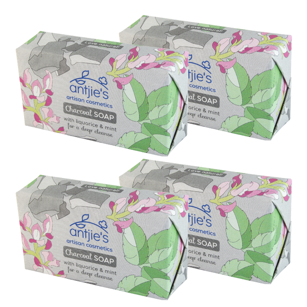 Antjie's - Charcoal Soap with Liquorice - 4 x 115g bars - Natural