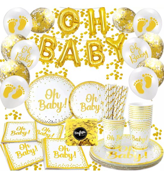 Oh Baby - Baby Shower Gender Reveal Table Decor DIY Decoration Set - Blue