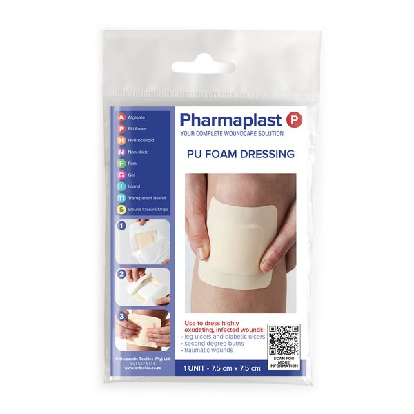 Pharmaplast PU Foam Dressing 7.5 x 7.5cm (Single)