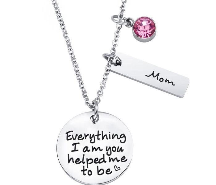 Silver Mom Appreciation Necklace with pink Zircon Stone