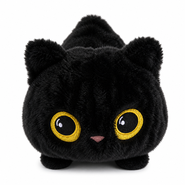 Earthmelon Black Cat Plush Toy Soft Squishy Cuddle Companion