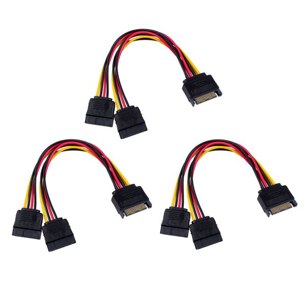 SATA Cable SATA Power Cable, Y Splitter Cable Male to Female Adapter 3 Pack