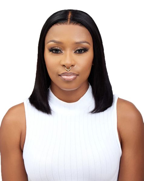 Glueless Double Drawn Bone Straight Full Frontal Wig - 12inch
