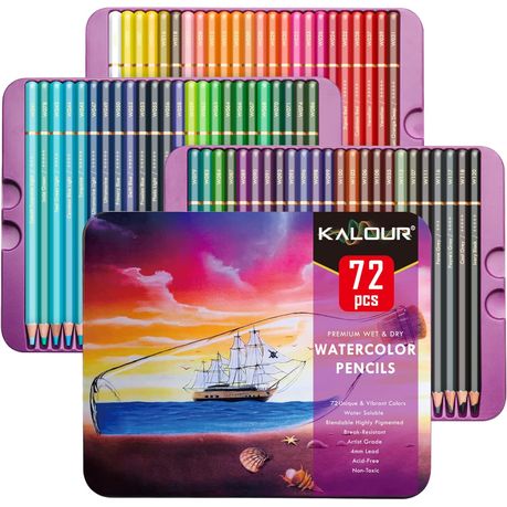 KALOUR 72 Professional Watercolor Pencils Numbered and Lightfastness Image