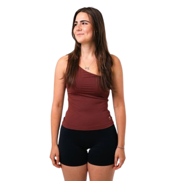 Gymshark Burgundy Brown Asymmetric Shelf Tank