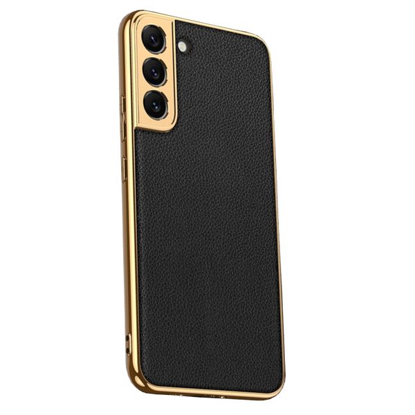 PU Leather with Gold Trim Phone Case for Samsung Galaxy S22+ 5G