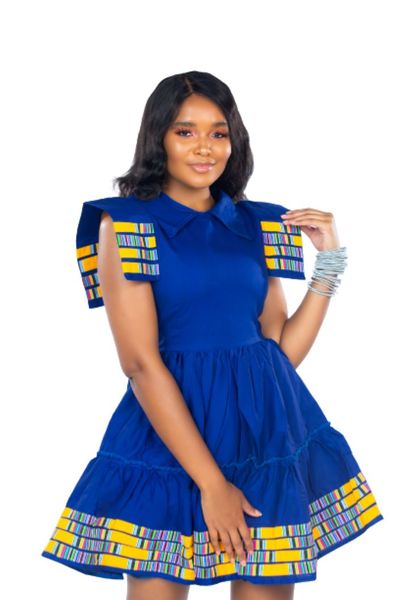 Selphies African Venda Queen dress Royal Blue