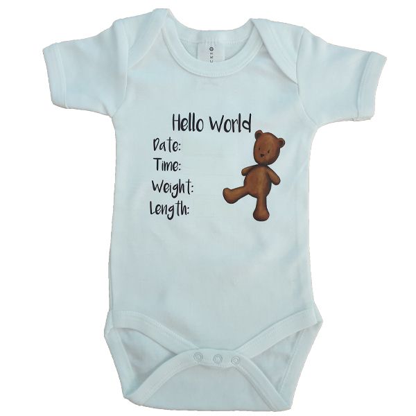 Newborn-Babygrow Announcement Keepsakes - Teddy