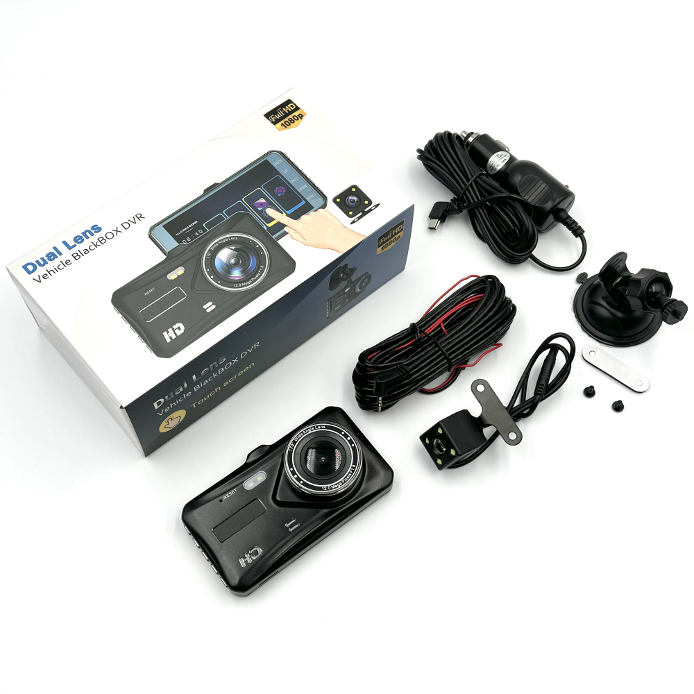 Dual Lens Full HD 1080P 4" IPS Car DVR Camera Front+Rear Night Vision Video